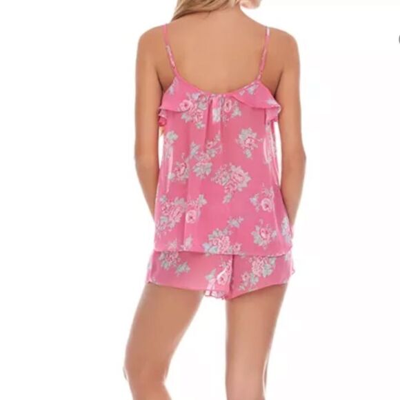 Flora Nikrooz Princess Chiffon Cami & Shorts Set Pink Floral M NWT IN PACKAGING - Picture 2 of 8